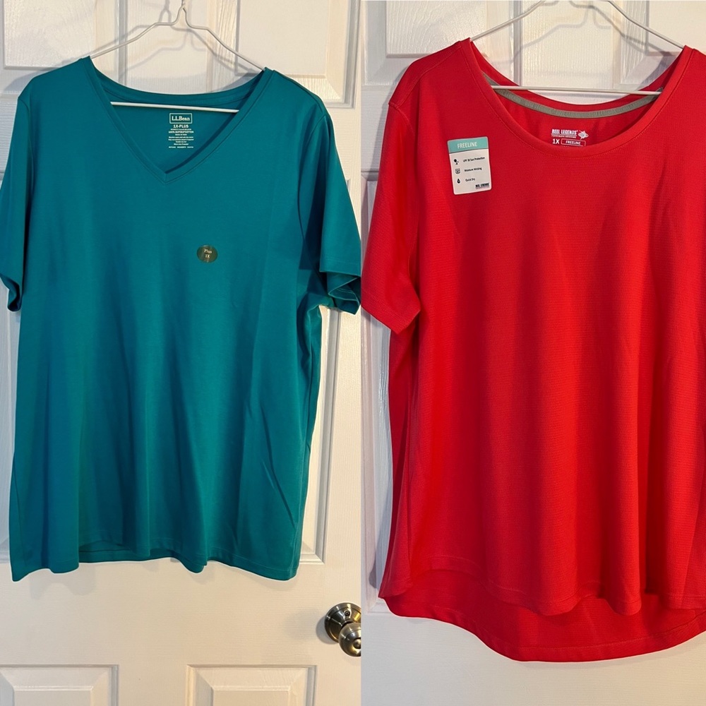 LL Bean and Reel Legend 2 T-shirts reel legend moisture wicking, LL bean cotton